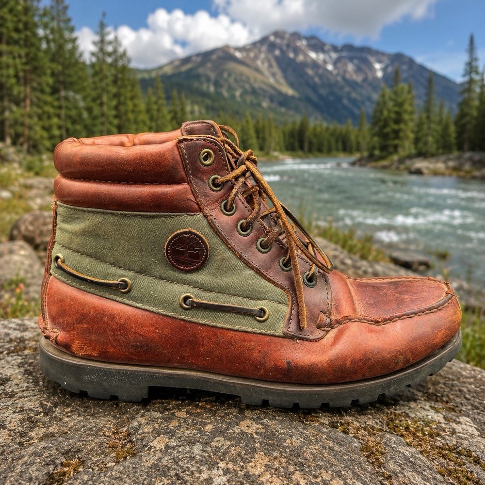 Timberland 7 Eye Chukka Gore Tex Leather Boots Mens Sz 10 Handmade Vintage 90's